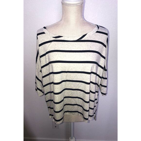 Chaser Stripe Oversized High Low Hem Top - S - Picture 1 of 3